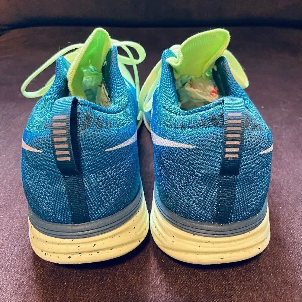 NIKE Mens Flyknit Lunar 2 Sz 10 US 44 EUR Volt Blue 9 UK Running Shoes